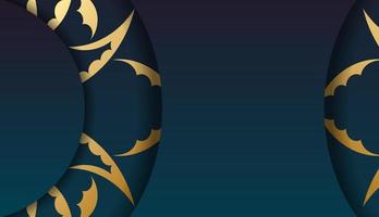 Golden oriental pattern on blue background vector