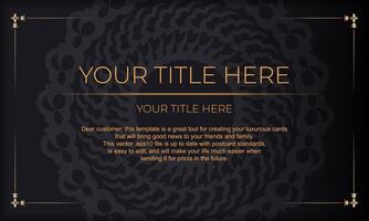 Dark luxury background with abstract ornament. Elegant and classic elements ready for print and typography. vector