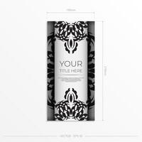 Luxurious white rectangular postcard template with vintage indian ornaments. Elegant and classic vector elements ready for print and typography.