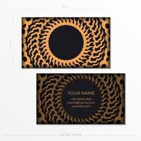 tarjetas de visita presentables negras con adornos decorativos tarjetas de visita, patrón oriental, ilustración. vector
