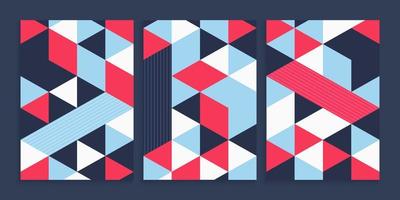 Geometric triangles cover design collection vector