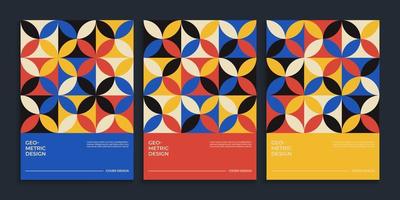 Minimal retro bauhaus cover design template vector