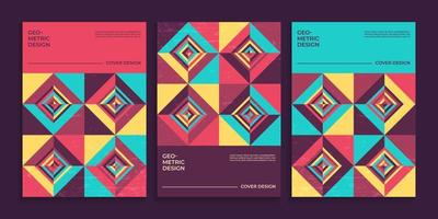 Geometric minimalist cover design in vintage colors vector