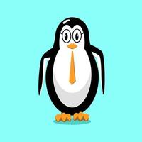 penguin cute character with eyeglasses vector