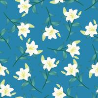 White Lily on Blue Background vector