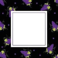 Pueple Grape Banner on Black Background. vector