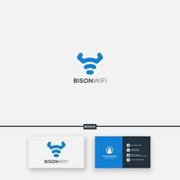 simple minimalist bold bison wifi logo vector