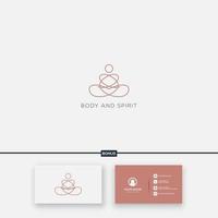 línea arte meditar yoga deporte salud logo vector