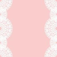 White Round Lace Border on Pink Background vector
