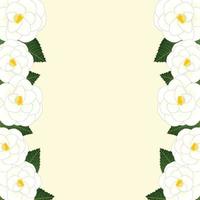 White Camellia Flower Frame Border. Vector Illustration.