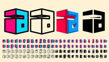 diseño de fuente de estilo cubo. 26 letras minúsculas inglesas. vector