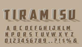 Tiramisu style font design, alphabet letters and numbers, Eps10 vector. vector