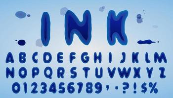 Blue ink alphabet isolated on gradient background. Eps10 vector. vector