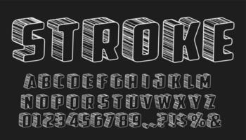 Stroke style font design, alphabet letters and numbers, Eps10 vector. vector