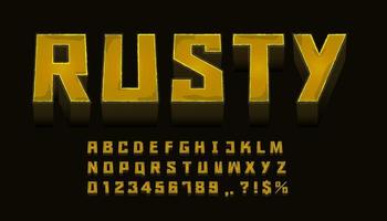 Rusty style font design, alphabet letters and numbers, Eps10 vector.It is suitable for dark background. vector