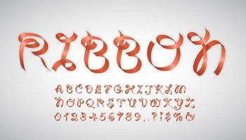 Red ribbon alphabet of paper folding. vector