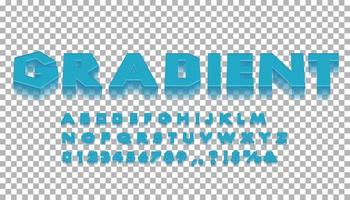 Gradient 3D style font design, alphabet letters and numbers. vector