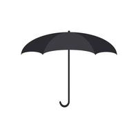 Vector black umbrella isolated on white background. Open black umbrella in a flat style. The icon. Vector illustration.