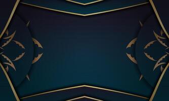 Background with gradient blue color with mandala gold pattern and place under logo vector