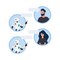 Dialogue icons. Support Woman and man. Chatbot. Icons for apps, websites and banners. Isolated. . vector