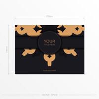A black and gold business card with a black ribbon vector