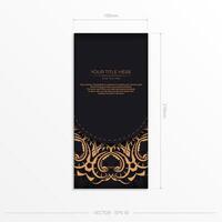 Black and gold card template with ornate design vector