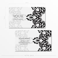 White luxury business cards template with decorative ornaments business cards, oriental pattern, illustration. vector