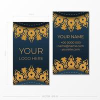 Blue Business Cards. Decorative business card ornaments, oriental pattern, illustration. vector