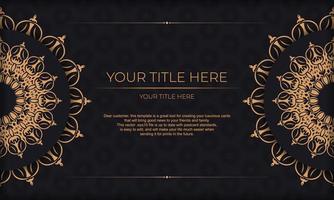 Black vector banner with luxury ornaments and place under the text. Template for print design invitation card with vintage ornament.