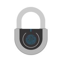 Gray padlock with fingerprint scanner. A modern lock is opened with a fingerprint. Isolated. Vector. vector