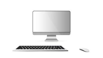Modern monitor with keyboard isolated on a white background. Vector illustration.