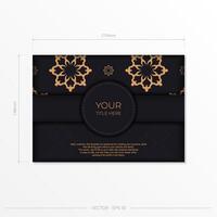 Dark invitation card design with vintage Indian ornament. Elegant and classic vector elements ready for print and typography.