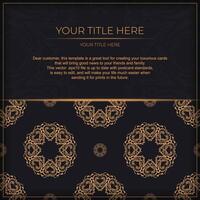 Black luxury invitation card design with vintage Indian ornament. Can be used as background and wallpaper. Elegant and classic vector elements ready for print and typography.
