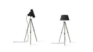 A set of lamps in the loft style. Wooden tripod, black lampshade. Element for the design of an apartment, room, bedroom. Isolated on a white background. Vector. vector