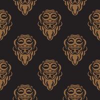 Dark background with masks of the Polynesian tribes. Vector illustration.