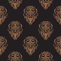 Dark background with masks of the Polynesian tribes. Vector illustration.