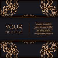 Black luxury postcard design with vintage Indian ornament. Can be used as background and wallpaper. Elegant and classic vector elements ready for print and typography.