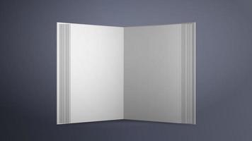 Realistic white blank book. Vector. Open book with empty sheets on a gray background. Good for advertising books.