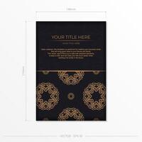 Black luxury invitation card design with gold vintage ornament. Can be used as background and wallpaper. Elegant and classic vector elements