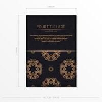 Black luxury invitation card design with gold vintage ornament. Can be used as background and wallpaper. Elegant and classic vector elements