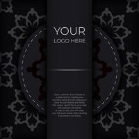 Dark postcard design with abstract silvery ornament. Elegant and classic elements ready for print and typography. vector