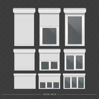 Roller shutter on the euro window. Realistic euro window with roller shutters . vector
