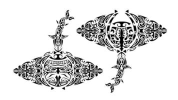 mantarraya estilo polinesio. tatuaje de mantarraya en estilo polinesia. bueno para tatuajes, estampados y camisetas. aislado. vector. vector