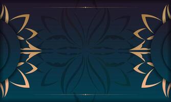 A dark blue background with gold and black flowers vector