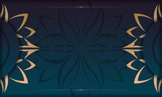 Blue gradient background with luxury gold pattern for design under your logo vector