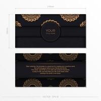 Dark black gold invitation card template with white abstract ornament. Elegant and classic vector elements are great for decoration.