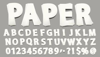 White sheet 3d font styles.Set of Alphabet Letters, Numbers and Symbols.
