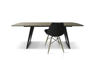 Modern table and chair in the loft style. A table with a wooden tabletop and black legs. Black armchair. Vector. vector