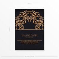 A black and gold card with an ornate pattern vector