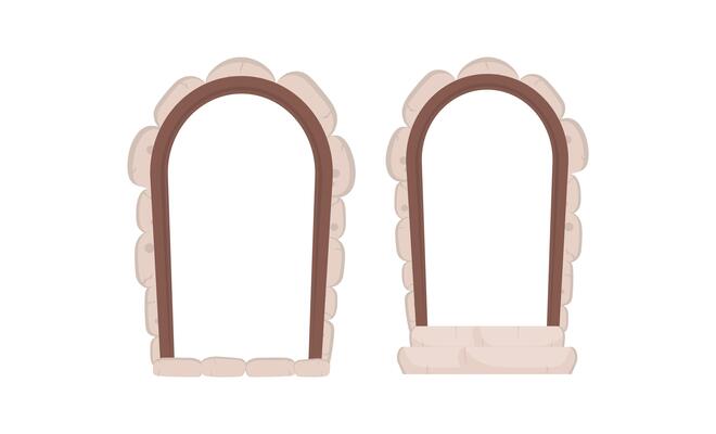 Stone arch isolated on white background. Elements for the design of games or houses. Vector.
